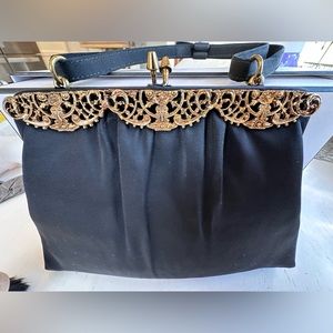 NOS!!Vintage 50's After Five Black fabric handBag